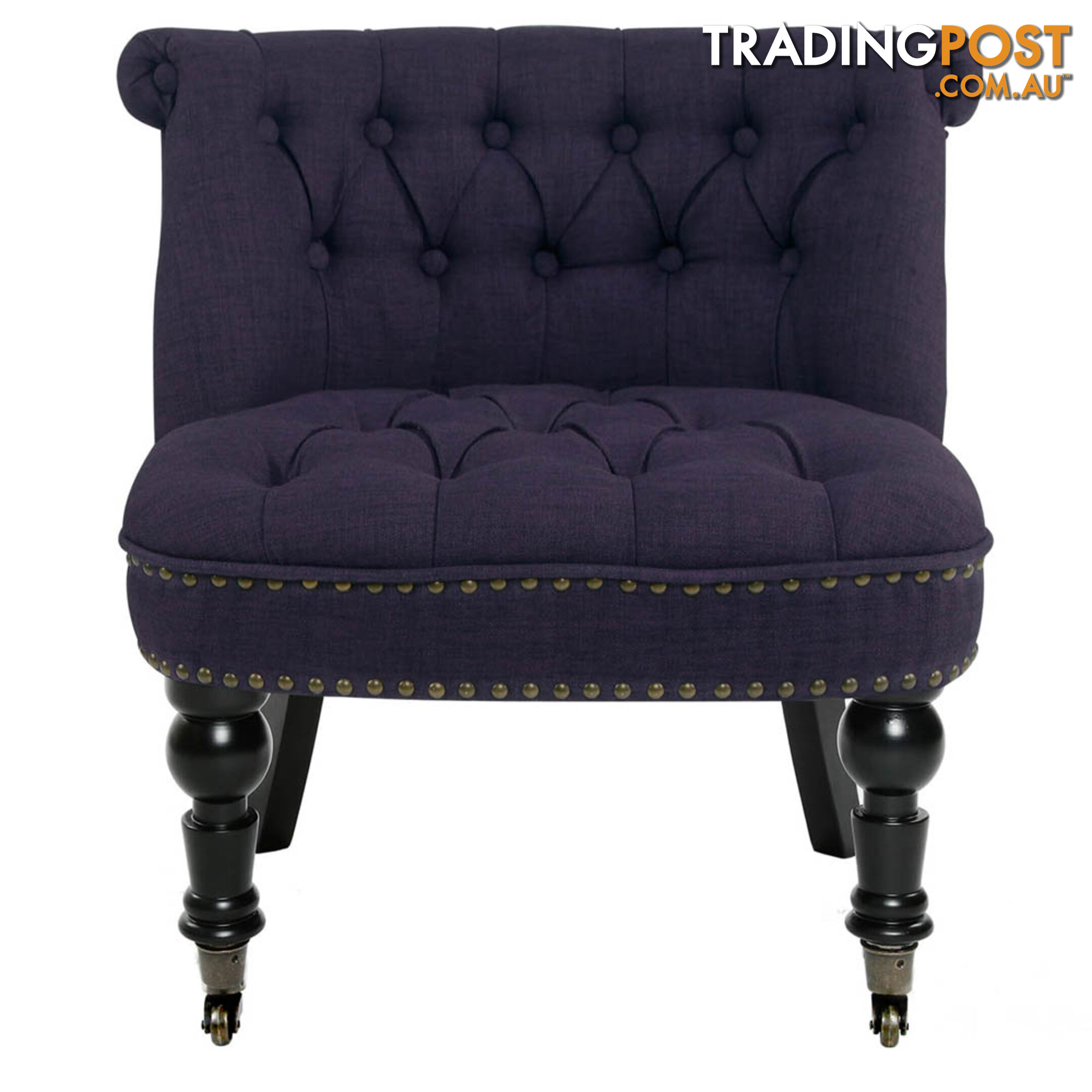 Lorraine Chair French Provincial Linen Fabric Sofa Dark Purple