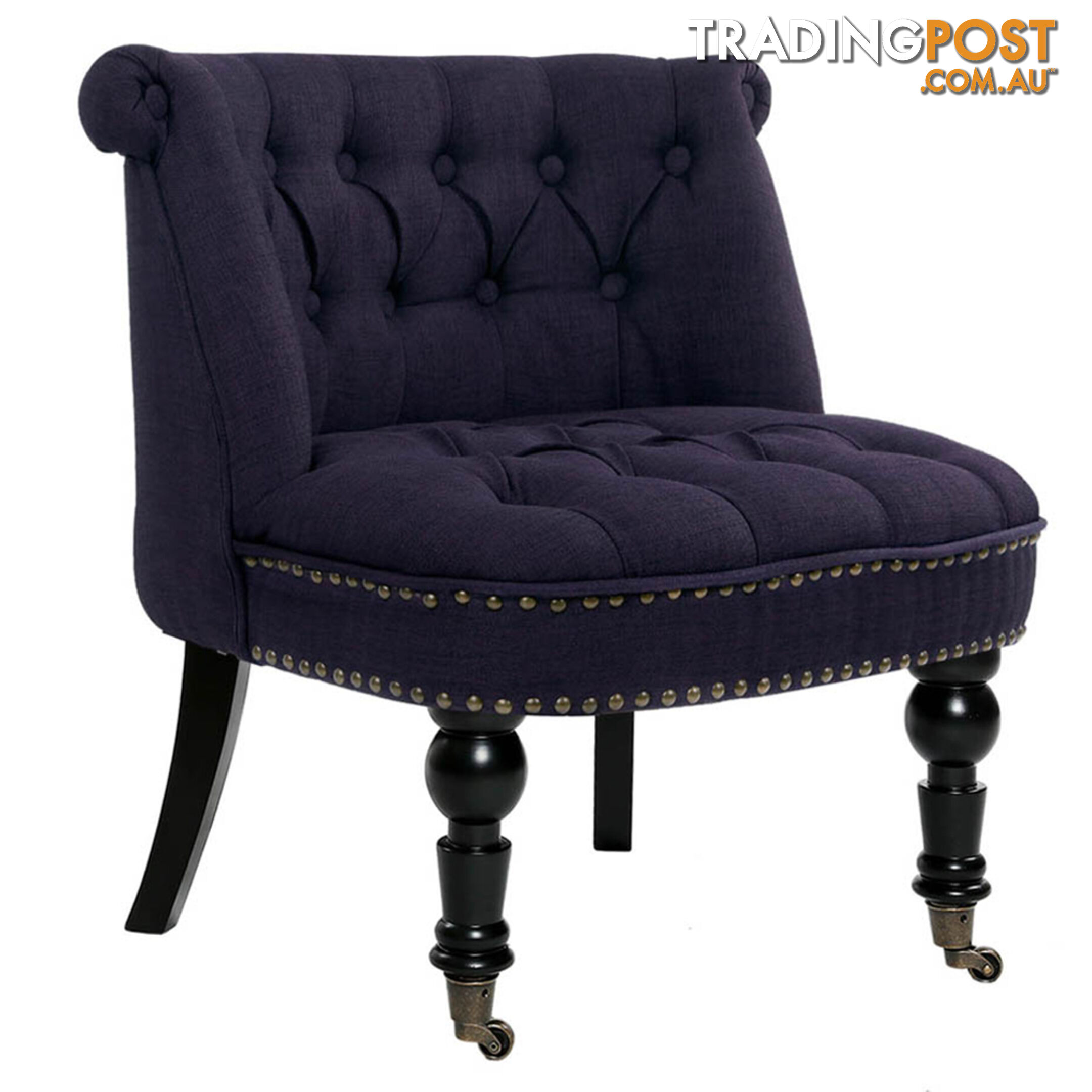 Lorraine Chair French Provincial Linen Fabric Sofa Dark Purple