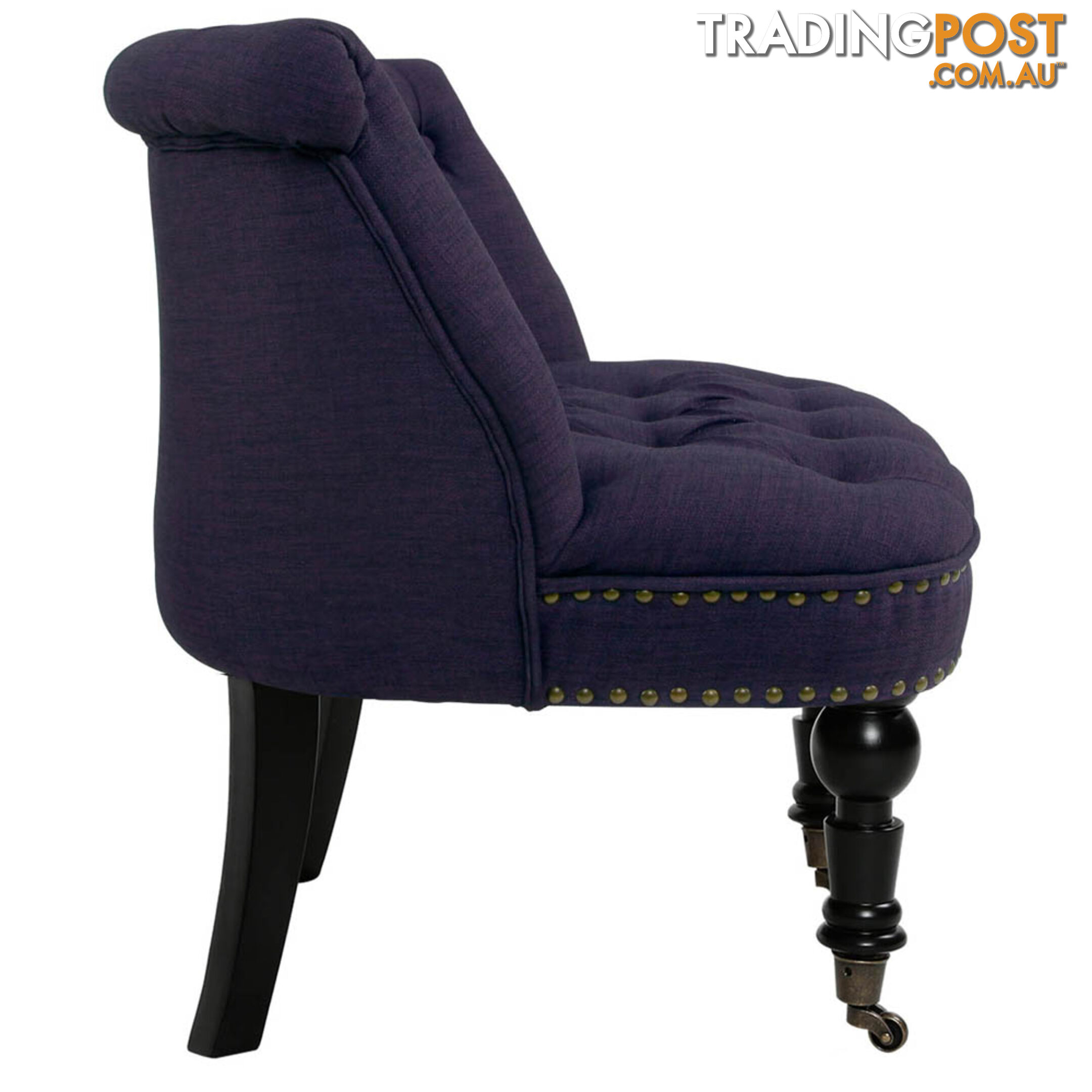 Lorraine Chair French Provincial Linen Fabric Sofa Dark Purple