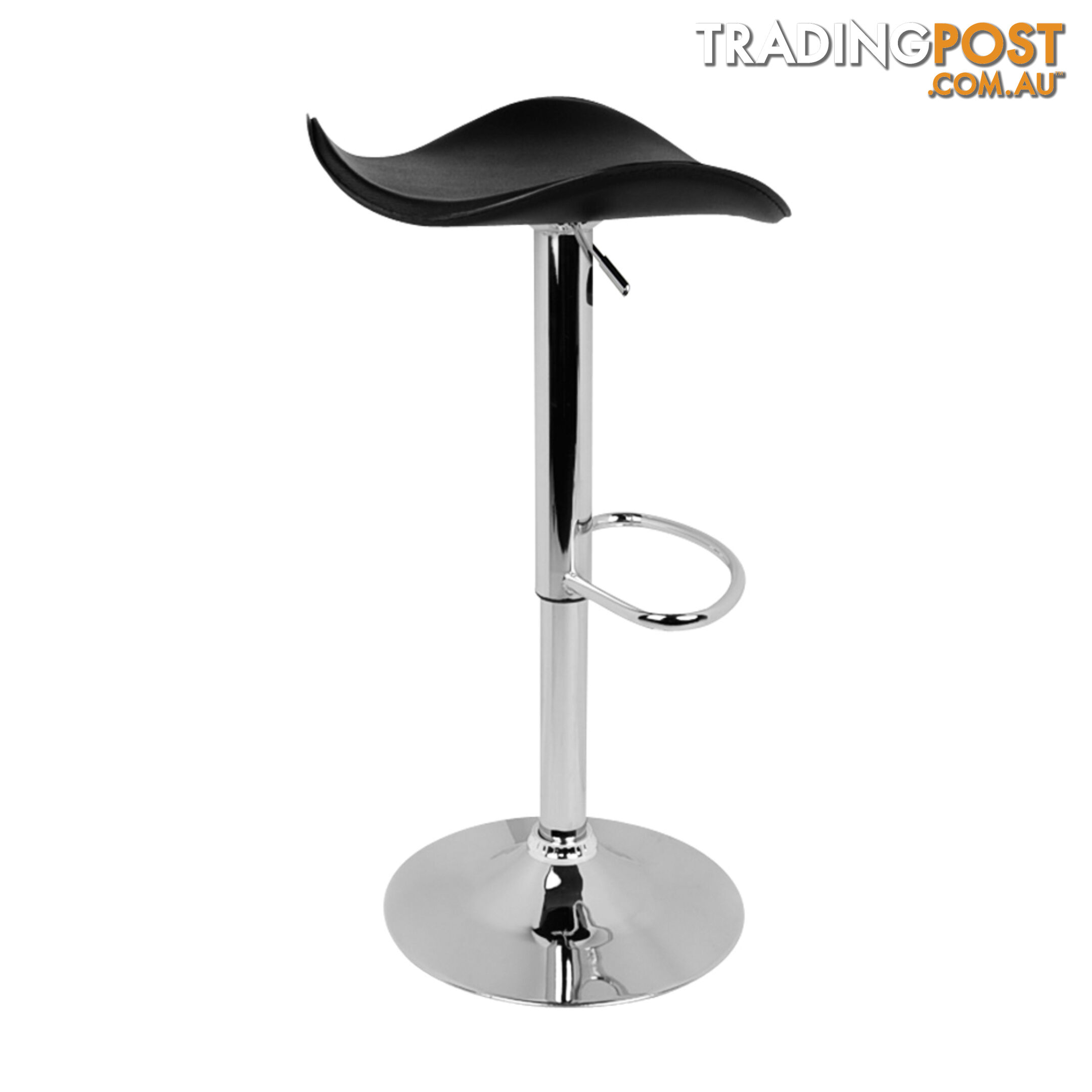 Set of 2 PVC Leather Kitchen Bar Stool Black