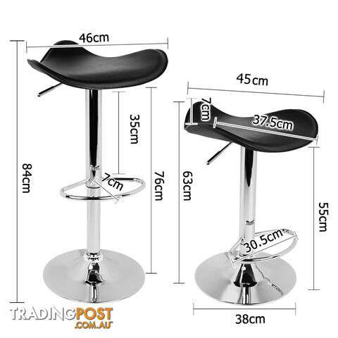 Set of 2 PVC Leather Kitchen Bar Stool Black