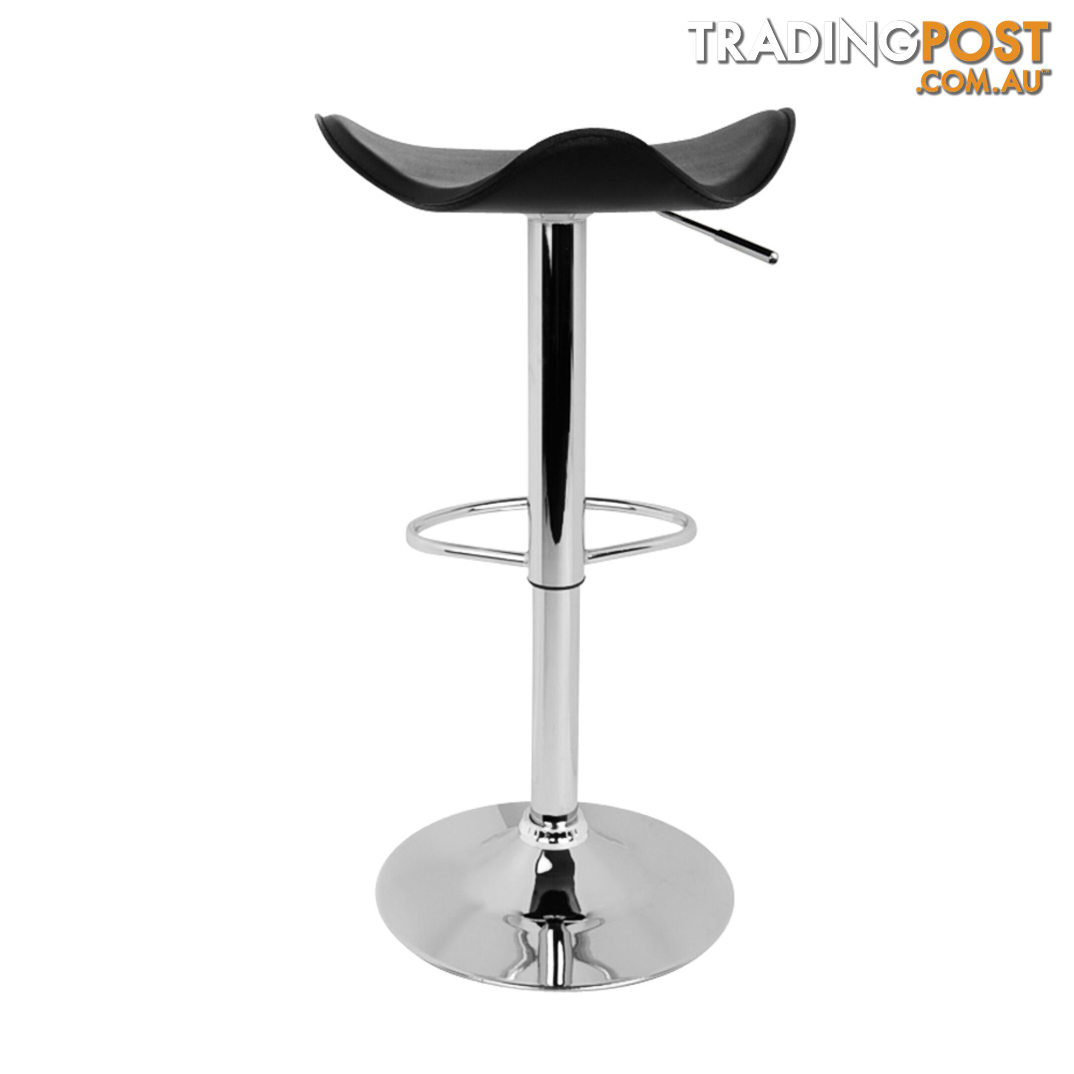 Set of 2 PVC Leather Kitchen Bar Stool Black