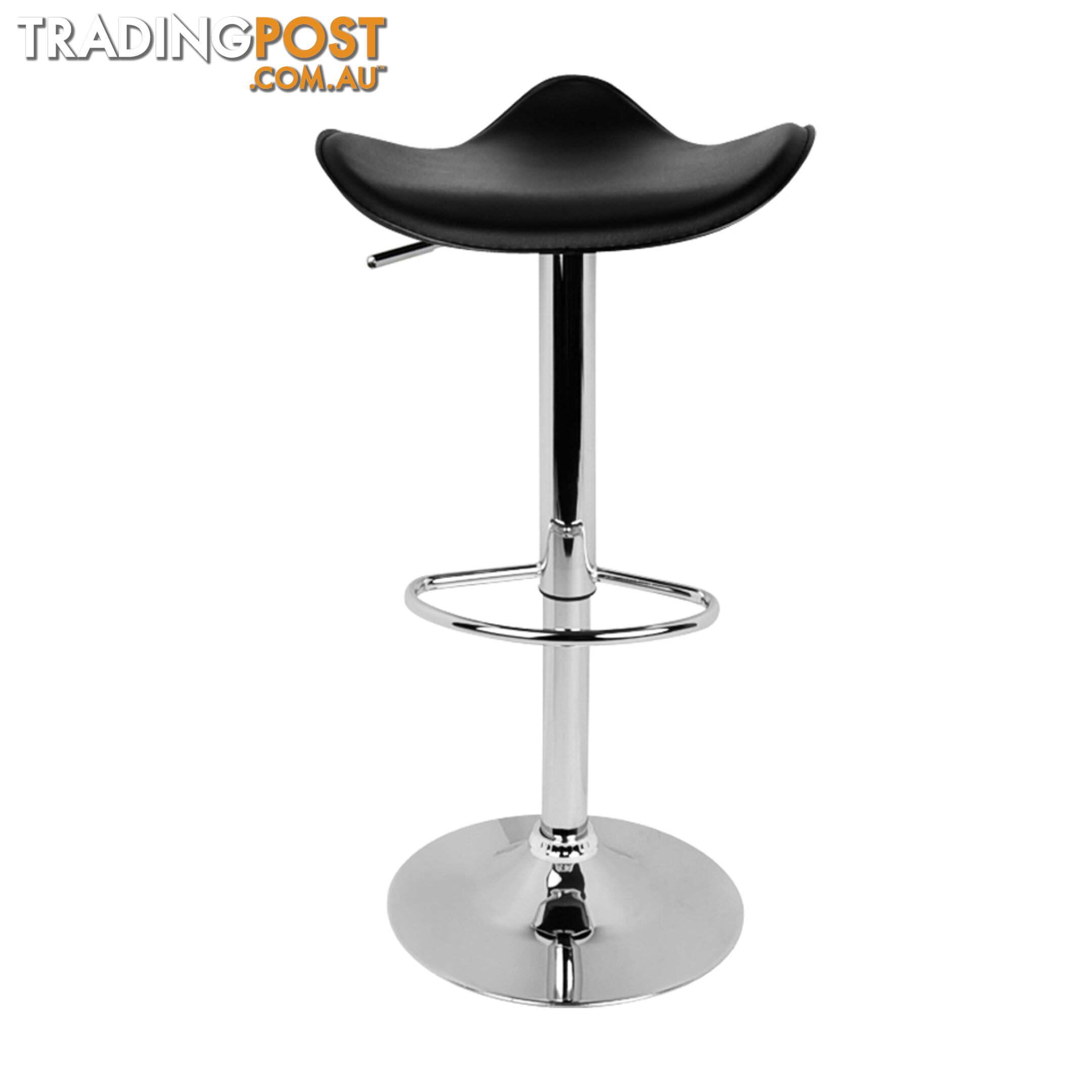 Set of 2 PVC Leather Kitchen Bar Stool Black