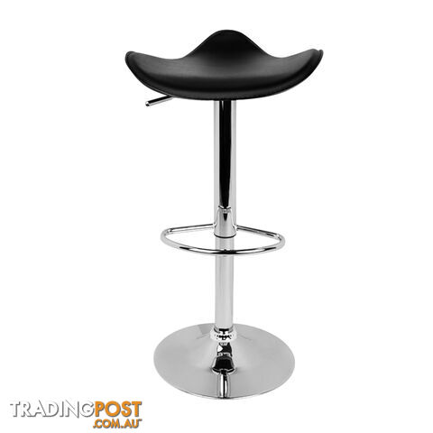 Set of 2 PVC Leather Kitchen Bar Stool Black