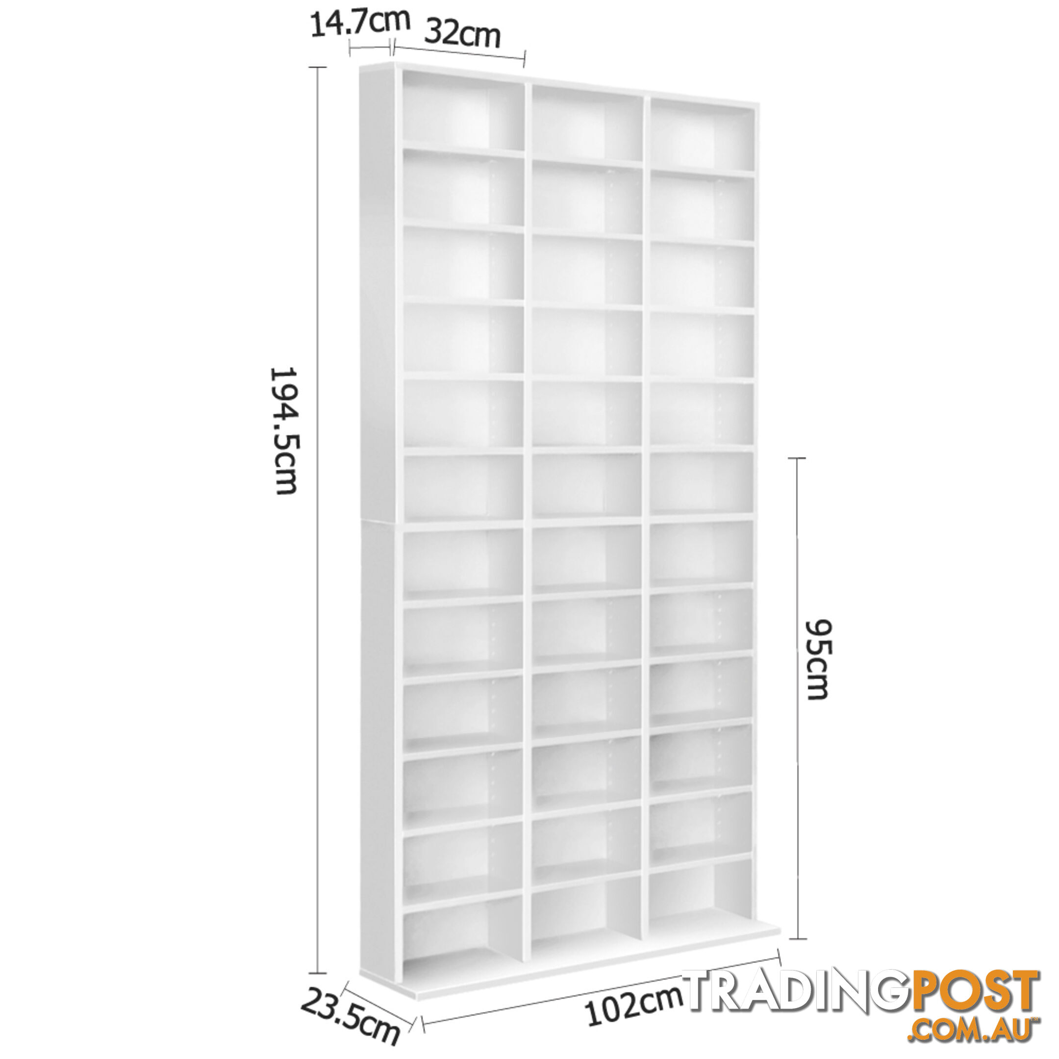 Adjustable CD DVD Book Storage Shelf White