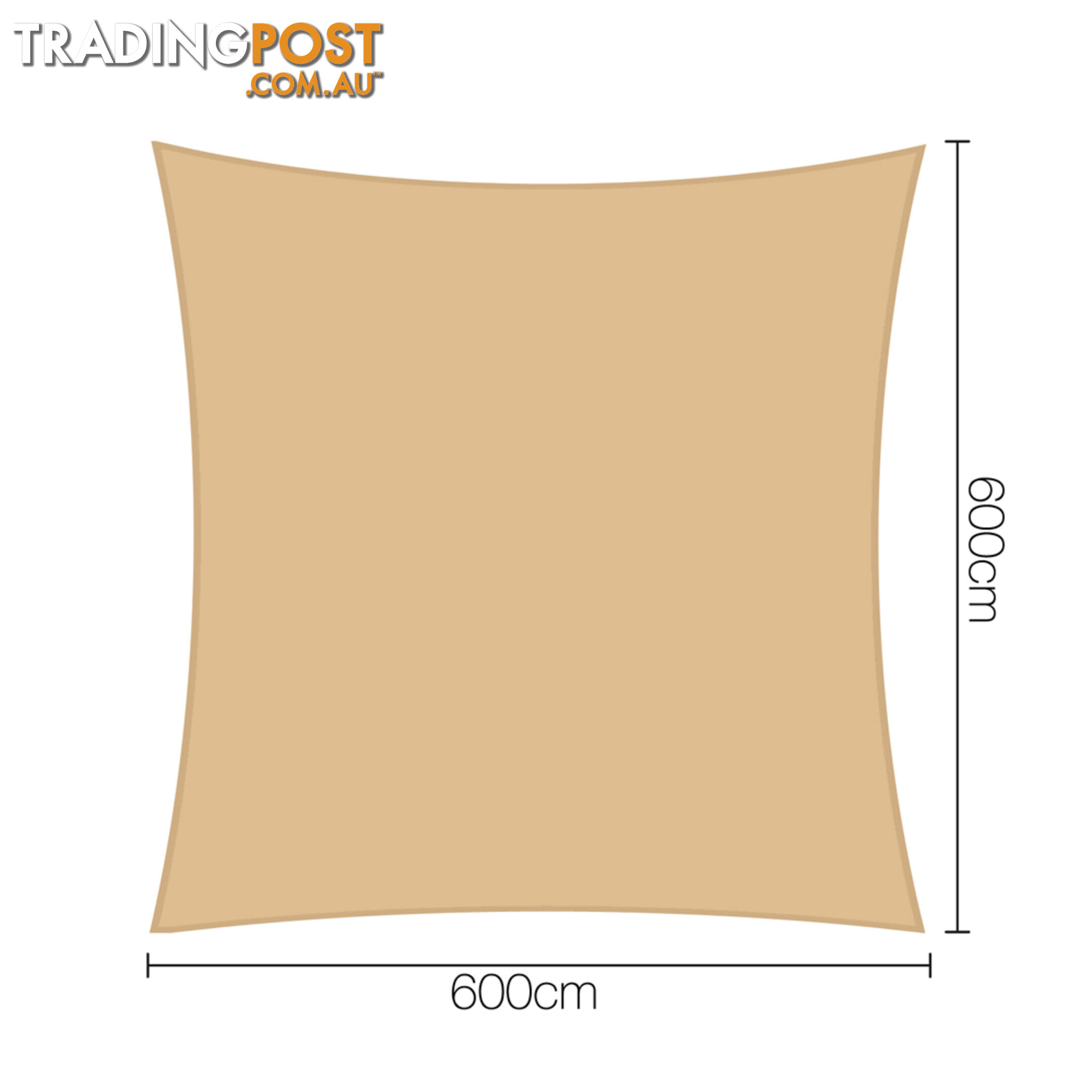 Heavy Duty 185GSM Shade Sail Canopy 6 x 6 M Sand