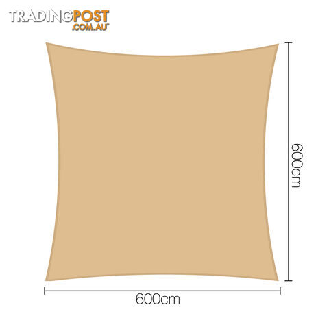 Heavy Duty 185GSM Shade Sail Canopy 6 x 6 M Sand