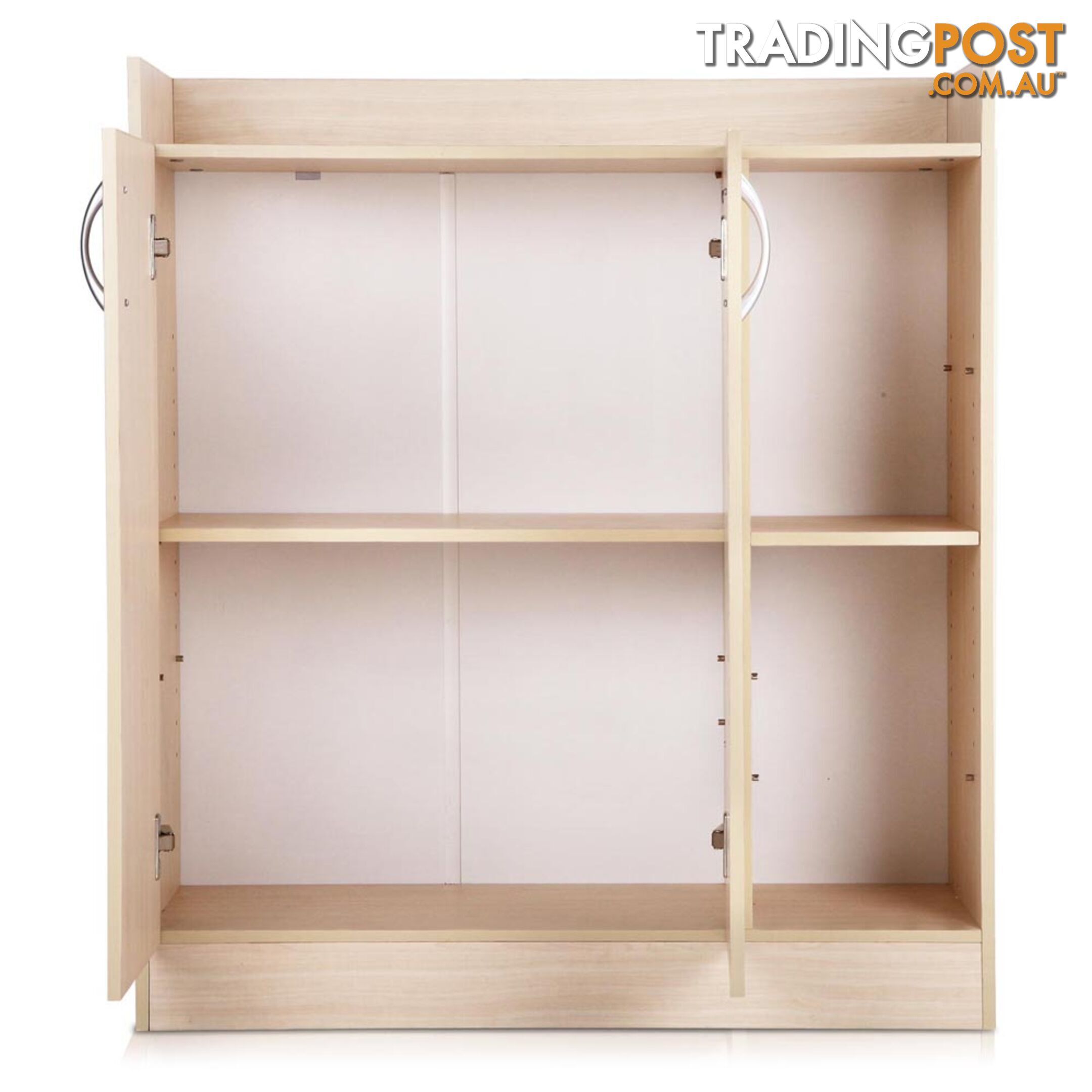 2 Doors Shoe Cabinet Storage Cupboard - Natural Timber