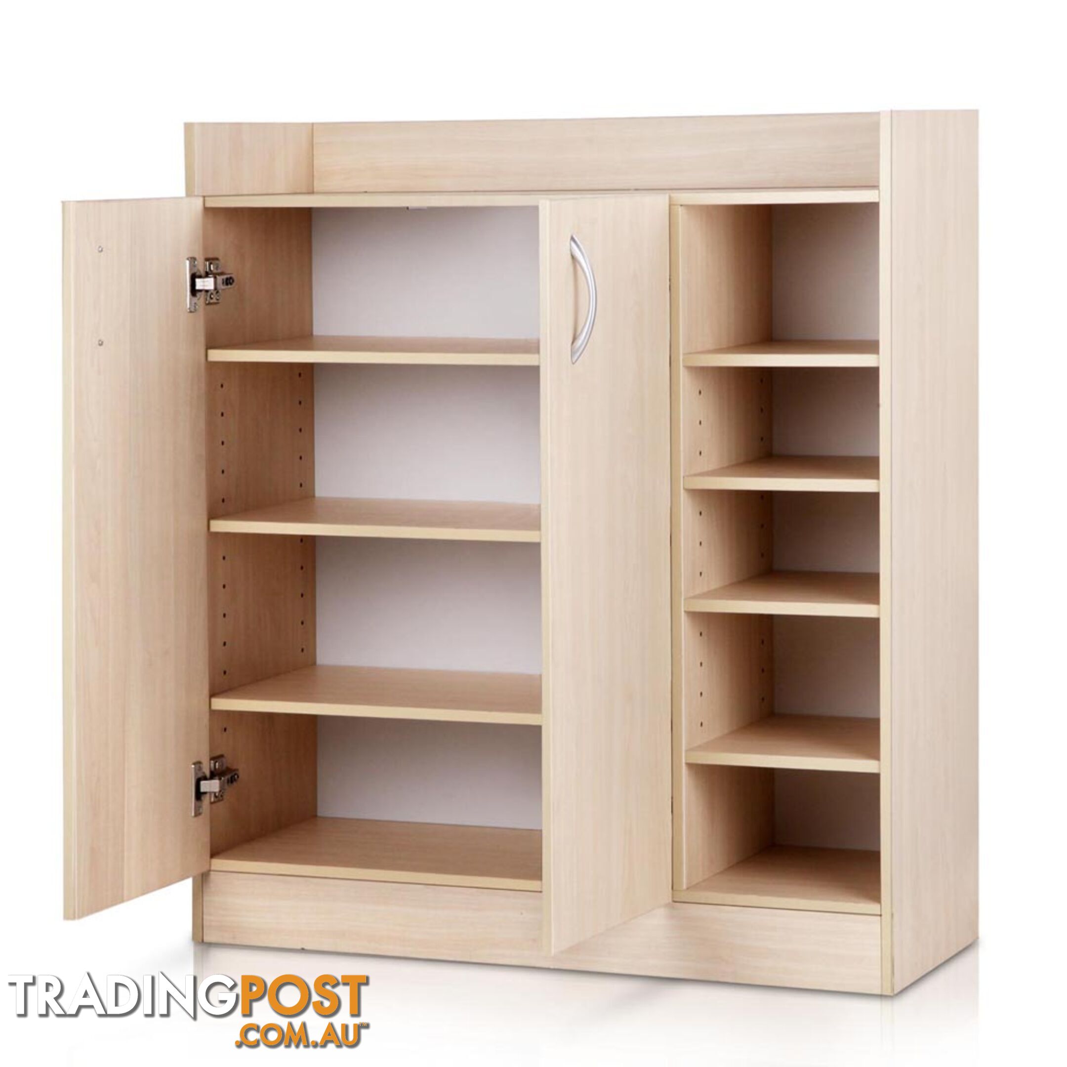 2 Doors Shoe Cabinet Storage Cupboard - Natural Timber