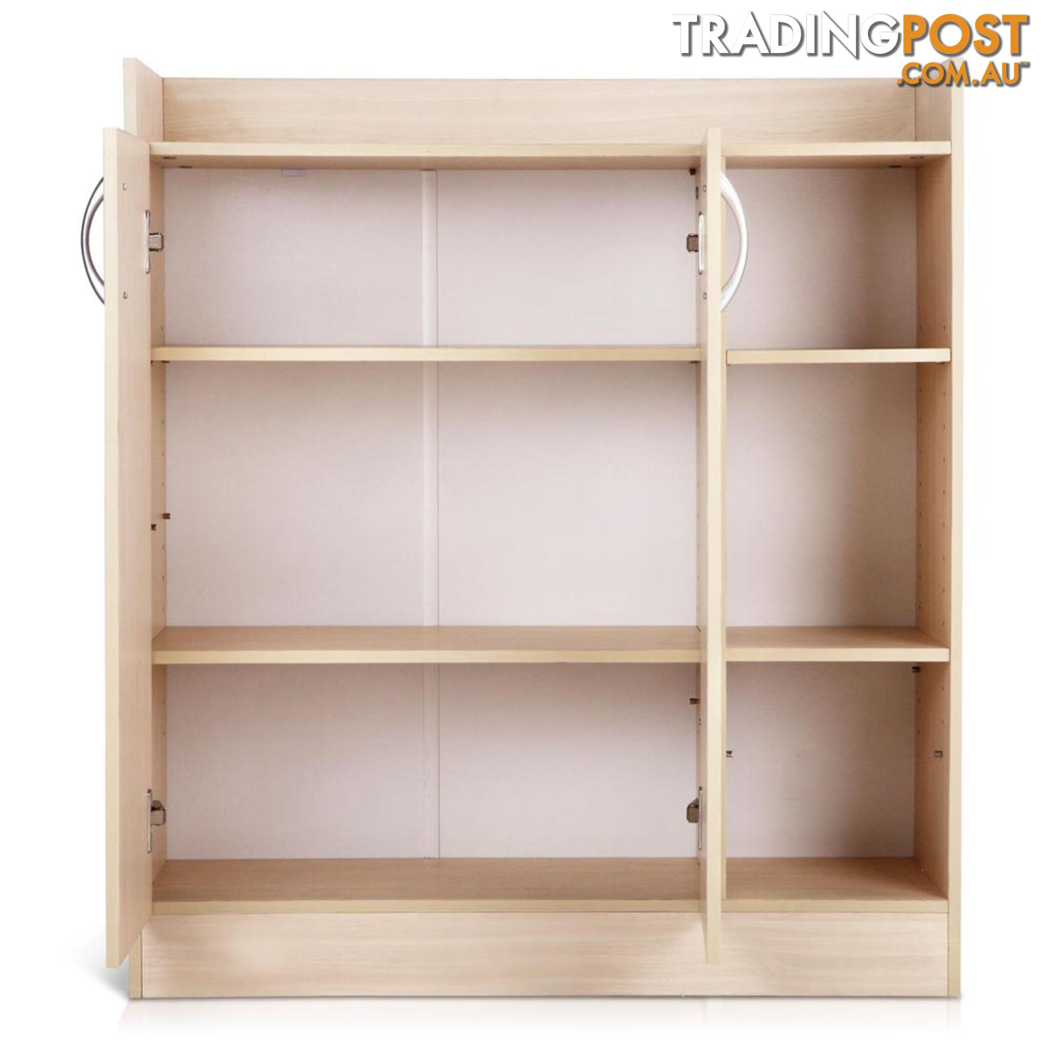 2 Doors Shoe Cabinet Storage Cupboard - Natural Timber