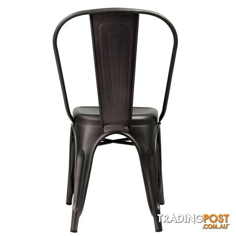 Set of 4 Replica Tolix Dining Chair Steel Charcoal Brown