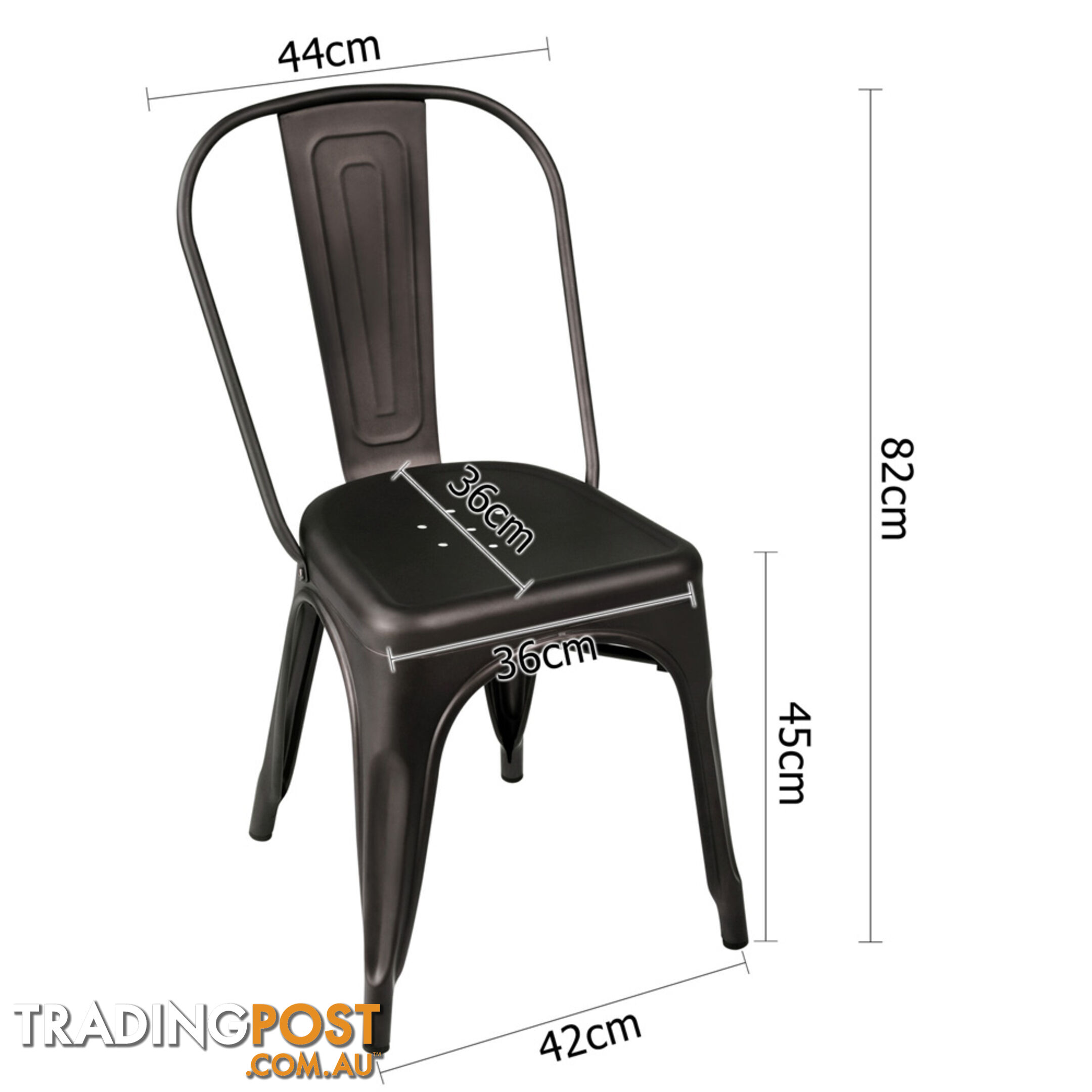 Set of 4 Replica Tolix Dining Chair Steel Charcoal Brown