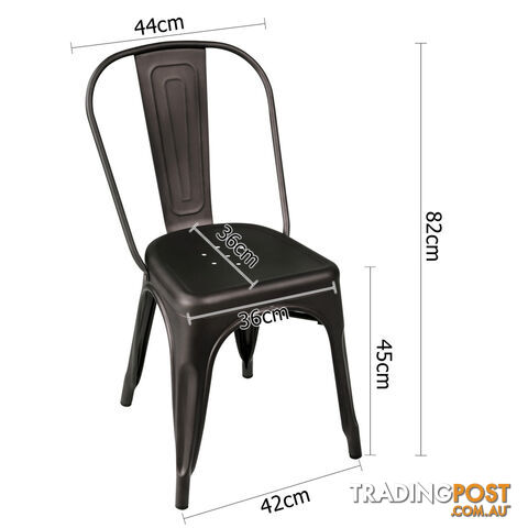 Set of 4 Replica Tolix Dining Chair Steel Charcoal Brown