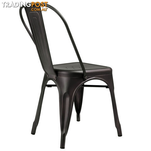 Set of 4 Replica Tolix Dining Chair Steel Charcoal Brown