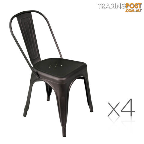 Set of 4 Replica Tolix Dining Chair Steel Charcoal Brown