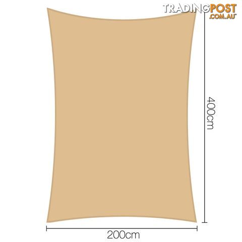 Heavy Duty 280GSM Shade Sail Canopy 2 x 4 M Sand