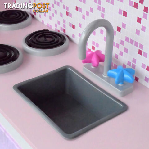 Children Wooden Kitchen Play Set w/ Fridge Pink - photo 5 of 8