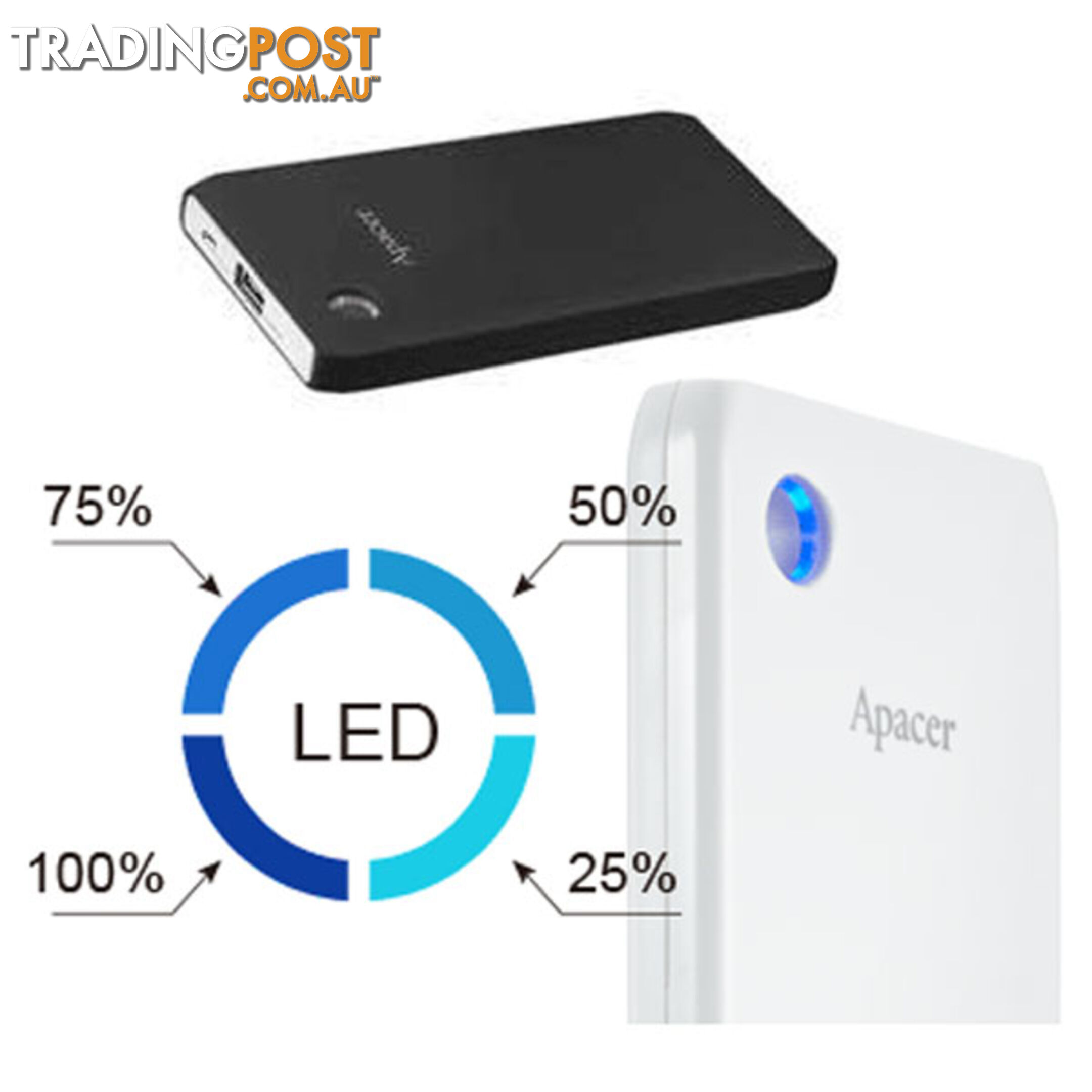 APACER DELUXE PORTABLE POWERBANK 10000MAH BLACK COLOR ( B515 BLACK )