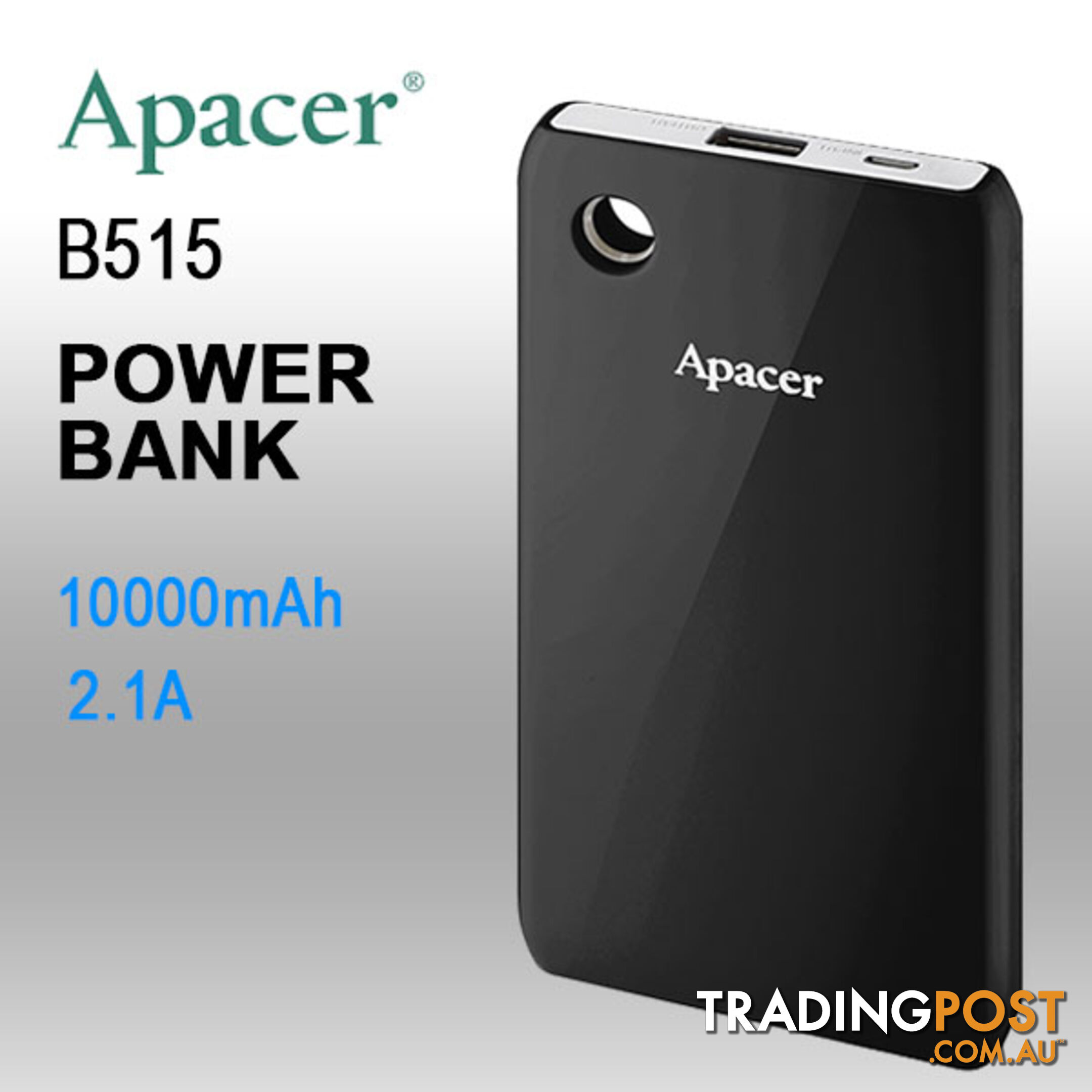 APACER DELUXE PORTABLE POWERBANK 10000MAH BLACK COLOR ( B515 BLACK )