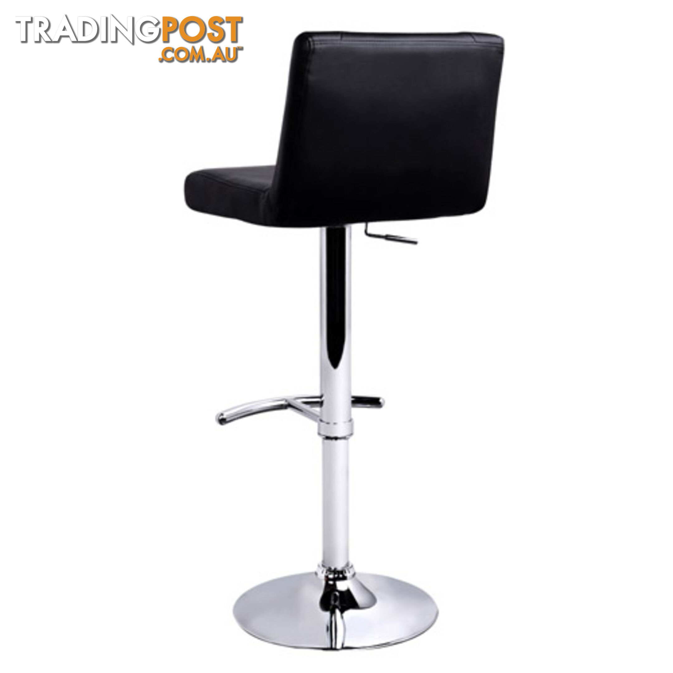 Set of 2 PU Leather Kitchen Bar Stool Black