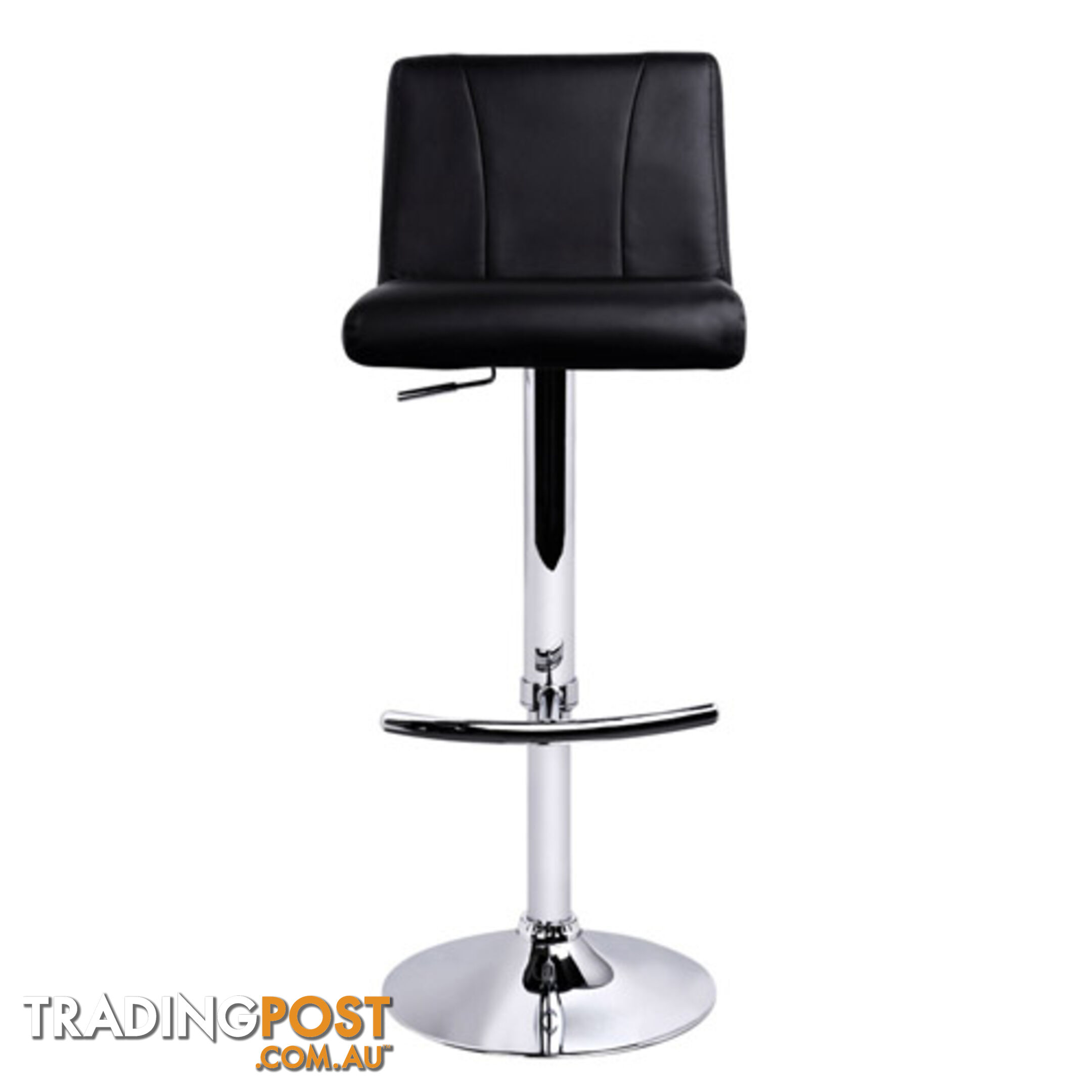 Set of 2 PU Leather Kitchen Bar Stool Black