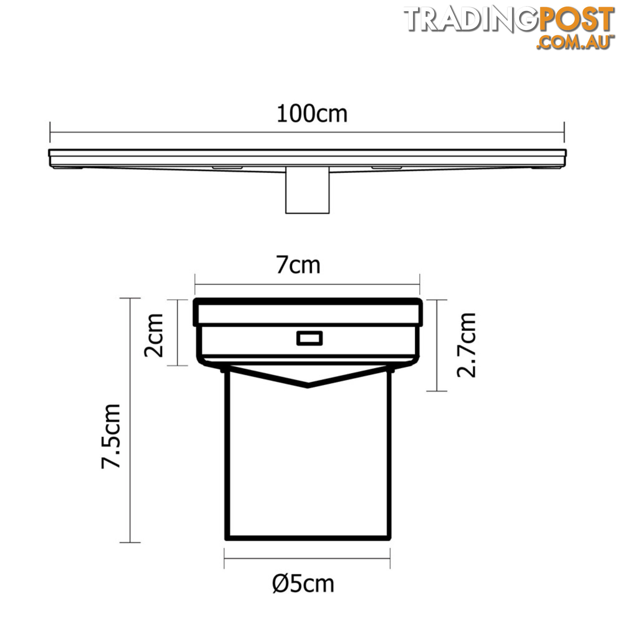 Tile Insert Stainless Steel Shower Grate Drain Floor Bathroom 1000mm