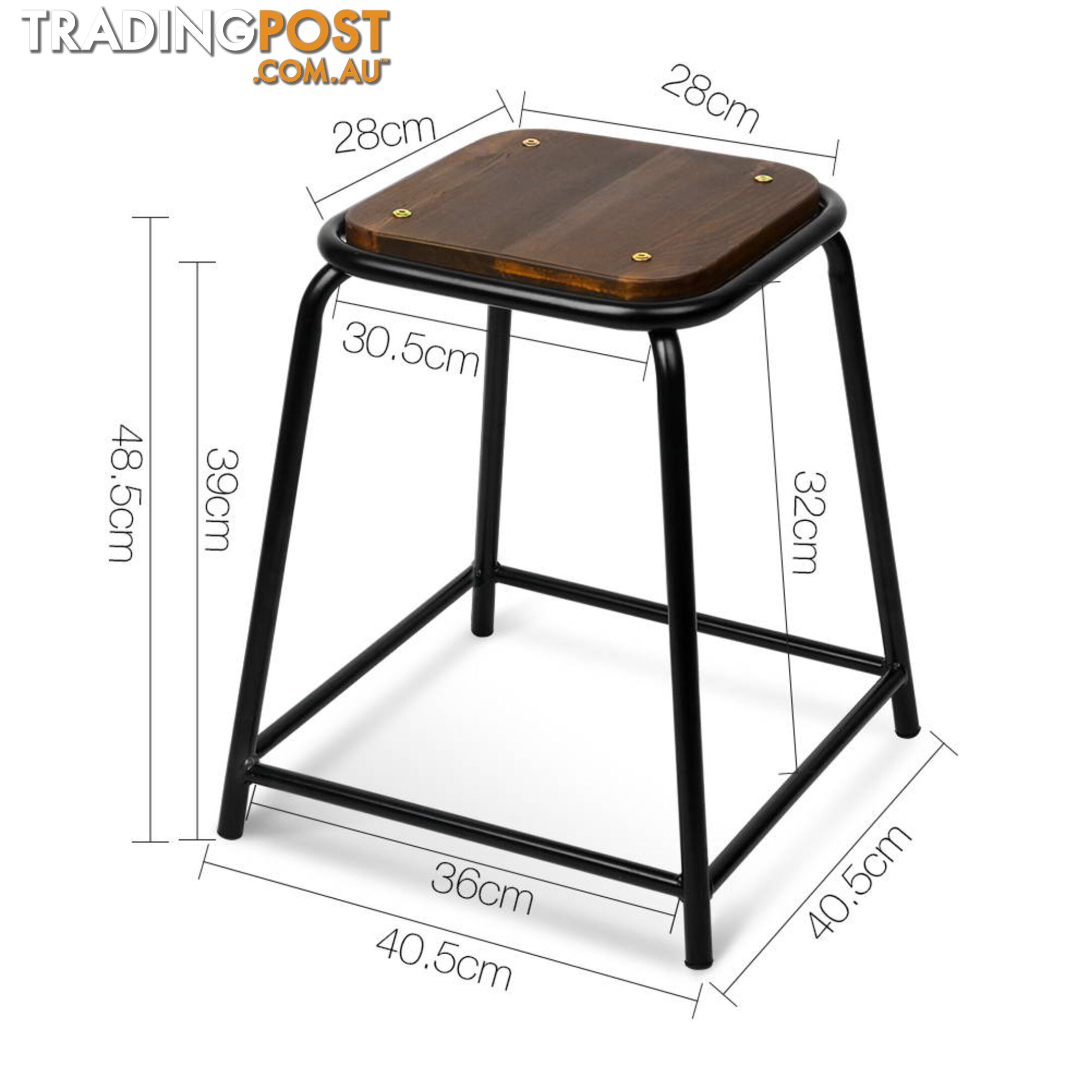 Set of 4 Stackable Wooden Seat Stools _ 48.5CM