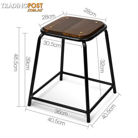 Set of 4 Stackable Wooden Seat Stools _ 48.5CM