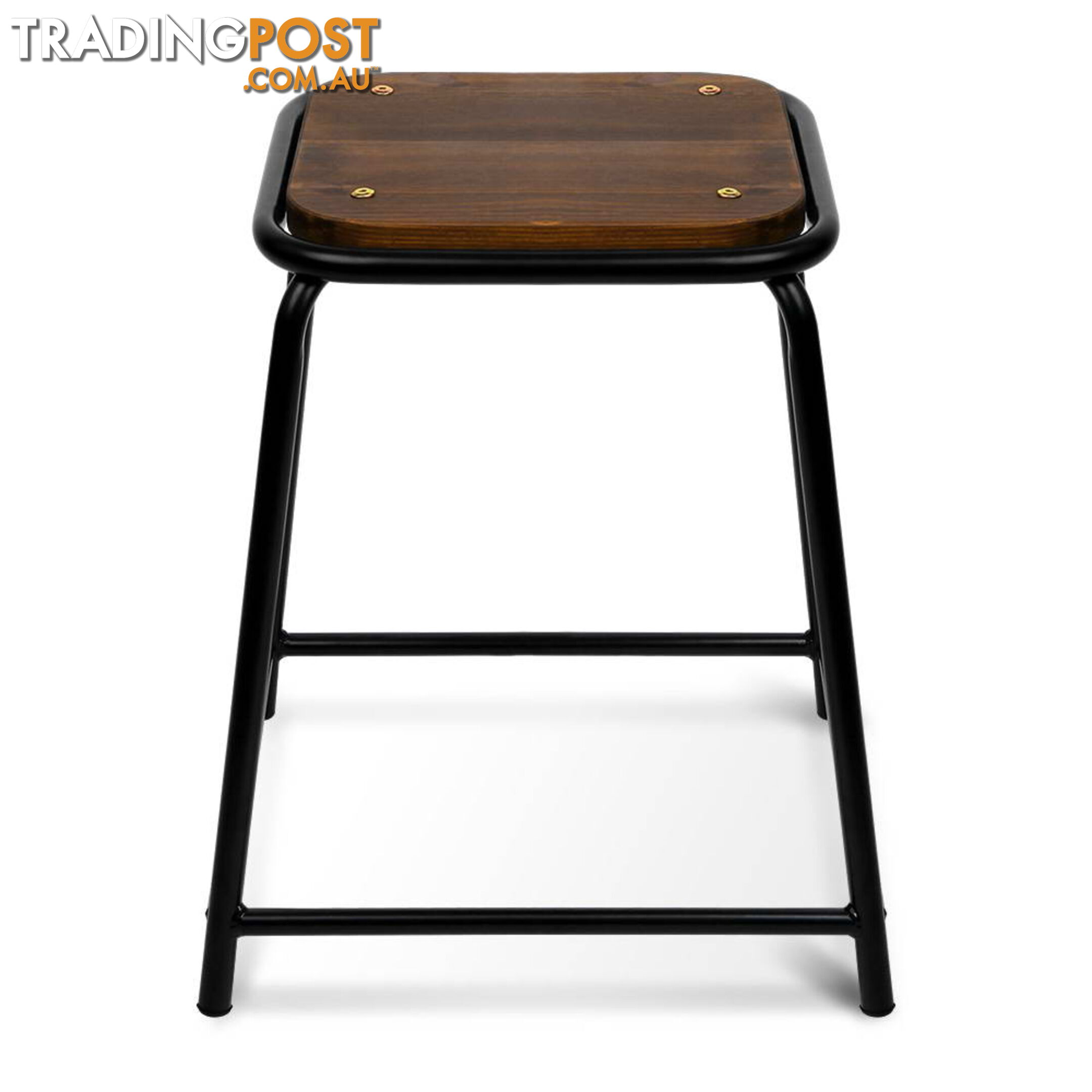 Set of 4 Stackable Wooden Seat Stools _ 48.5CM