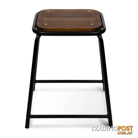 Set of 4 Stackable Wooden Seat Stools _ 48.5CM