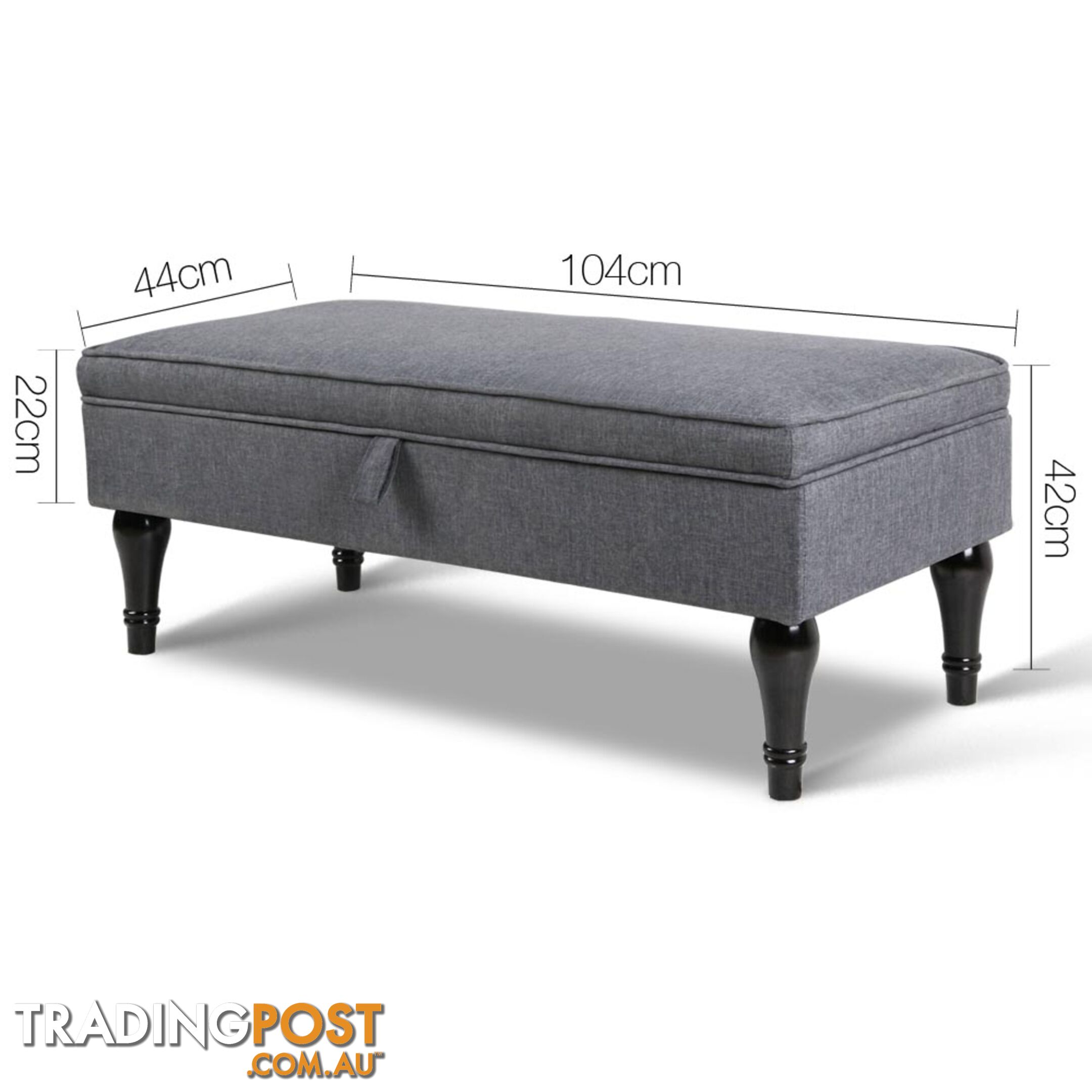 Linen Fabric Storage Ottoman _ Grey