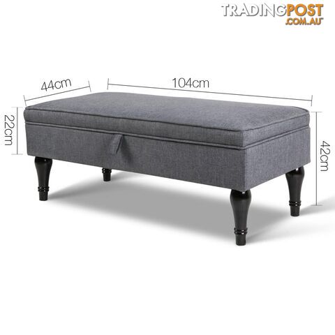 Linen Fabric Storage Ottoman _ Grey