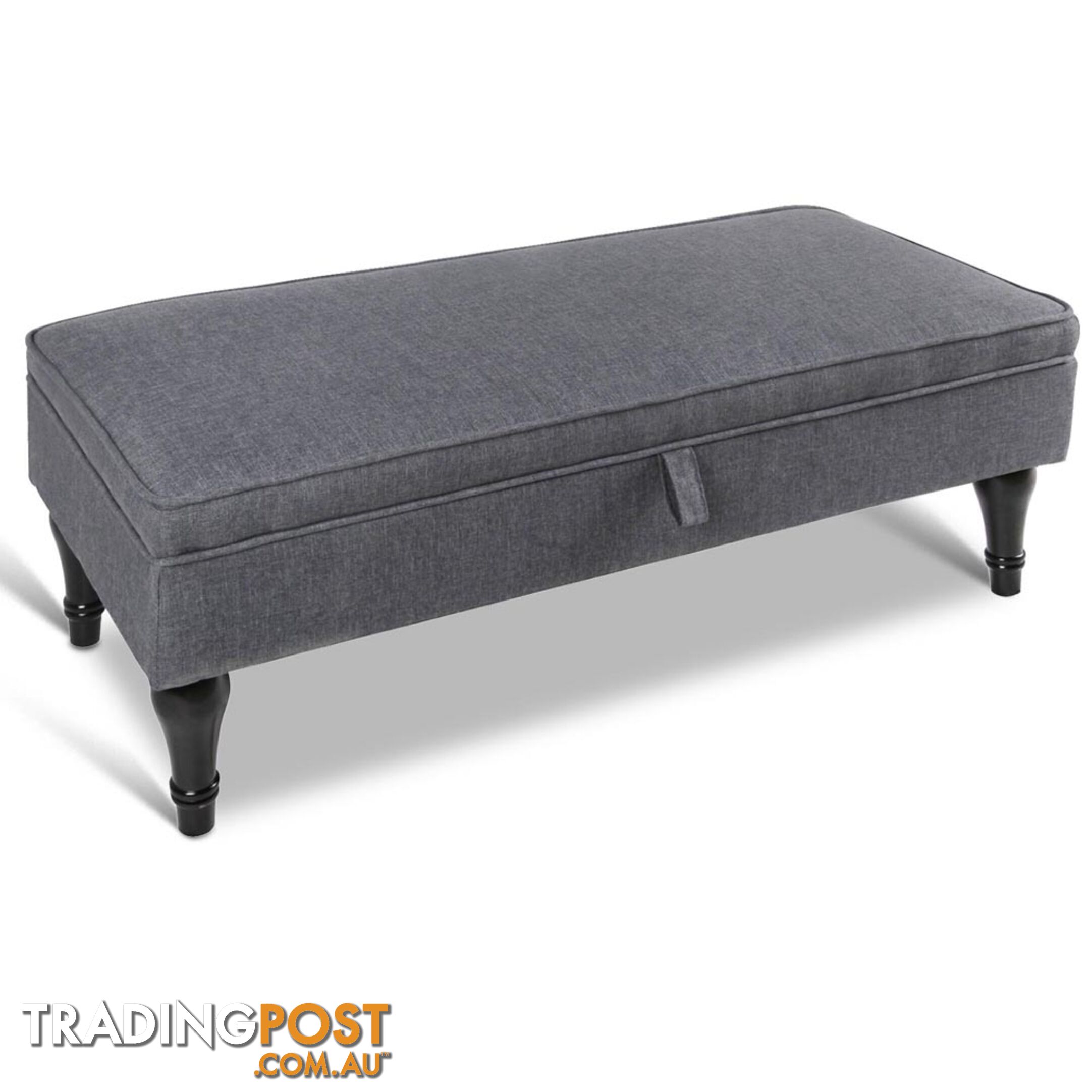 Linen Fabric Storage Ottoman _ Grey