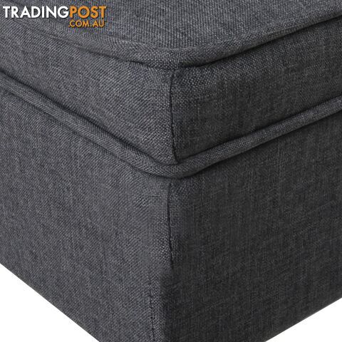 Linen Fabric Storage Ottoman _ Grey