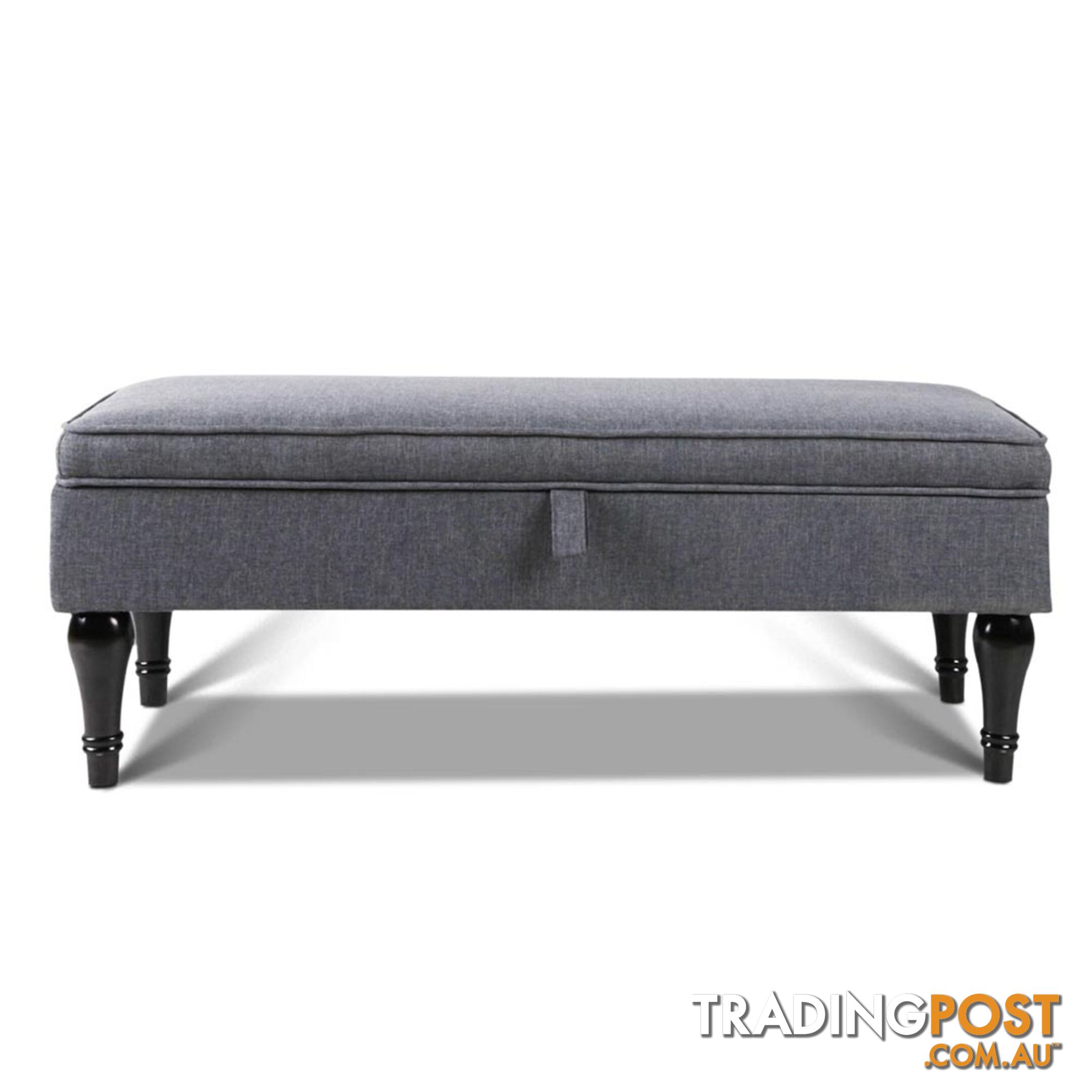 Linen Fabric Storage Ottoman _ Grey