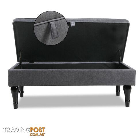 Linen Fabric Storage Ottoman _ Grey