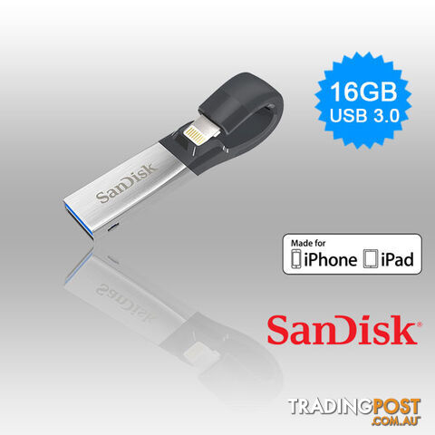 SANDISK IXPAND FLASH DRIVE SDIX30N 16GB GREY IOS USB 3.0  (SDIX30N-016G)