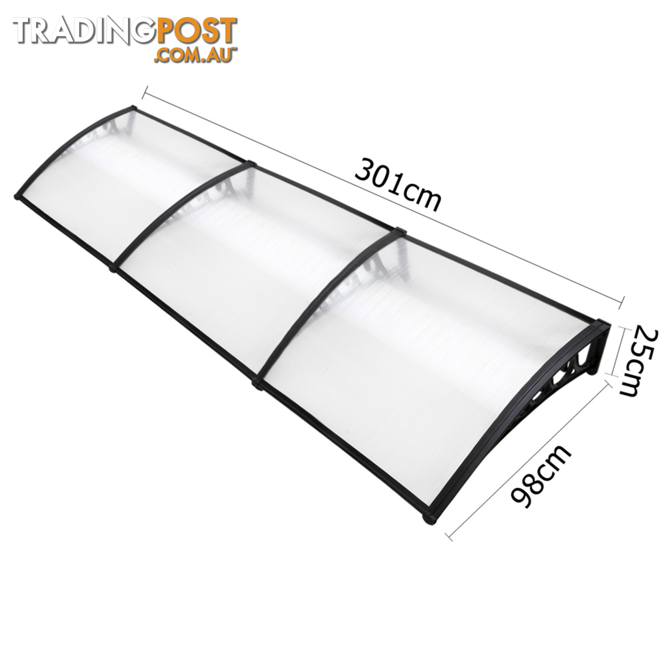 DIY Window Door Awning Cover Transparent 100 x 300cm