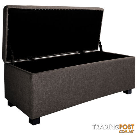 Linen Fabric Storage Ottoman Brown