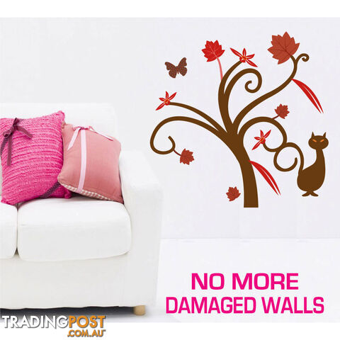Medium Size Gorgeous Tree and Cat Wall Stickers - Totally Movable