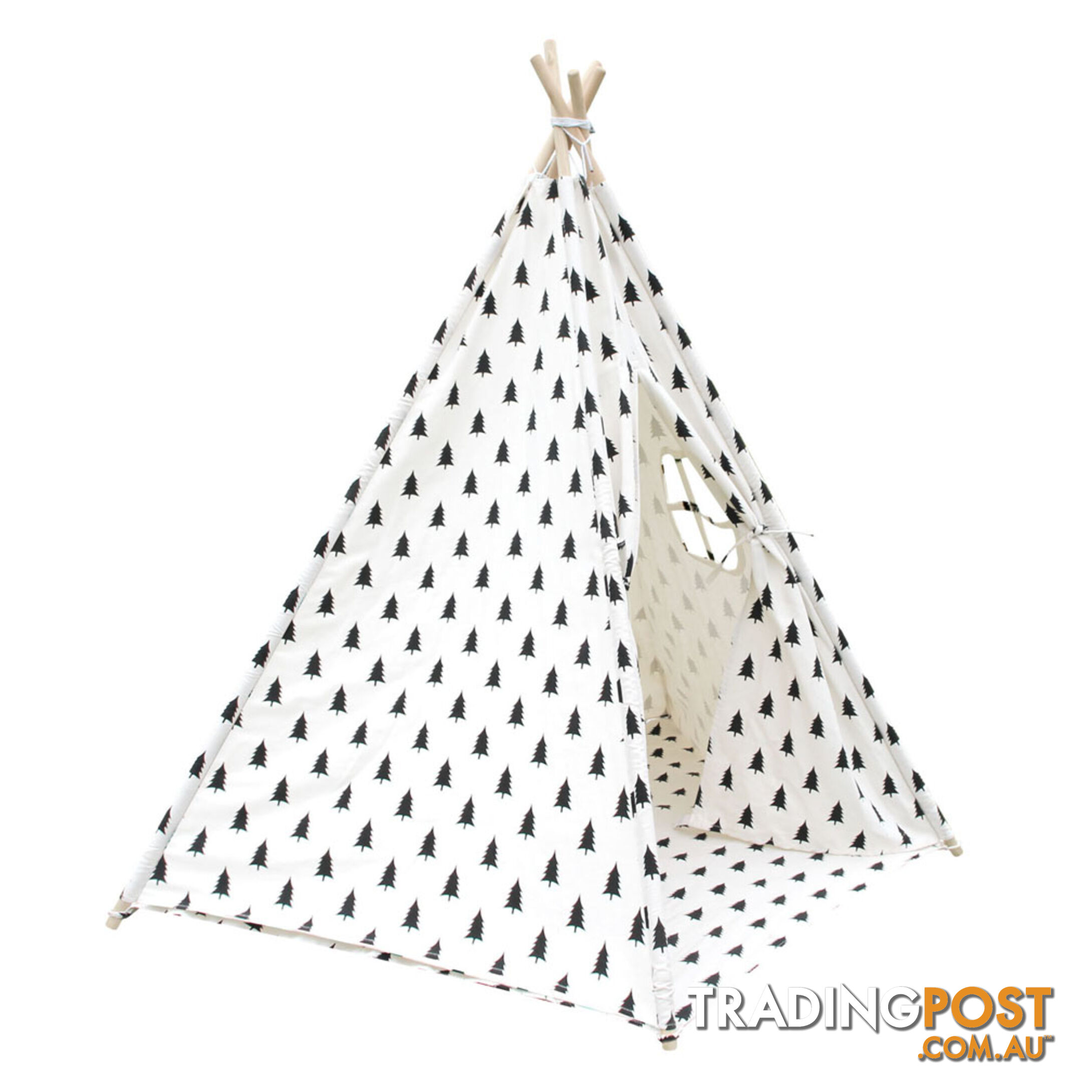 5 Poles Teepee Tent w/ Storage Bag Black White