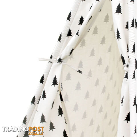 5 Poles Teepee Tent w/ Storage Bag Black White