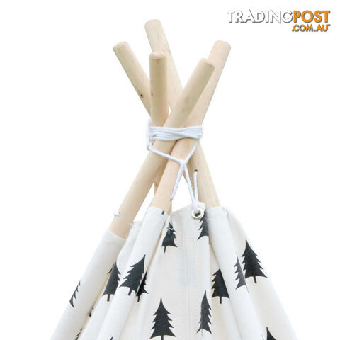 5 Poles Teepee Tent w/ Storage Bag Black White