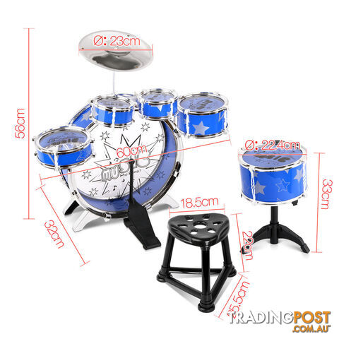 Kids Drums Play Set 8 Pcs with Seat - Blue - photo 2 of 8