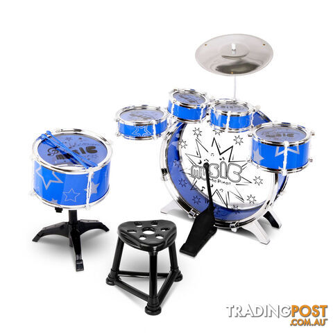 Kids Drums Play Set 8 Pcs with Seat - Blue - photo 4 of 8