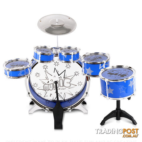 Kids Drums Play Set 8 Pcs with Seat - Blue - photo 3 of 8