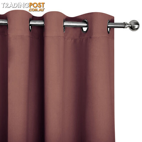 ArtQueen 3 Pass Eyelet Blockout Curtain Brown 300cm