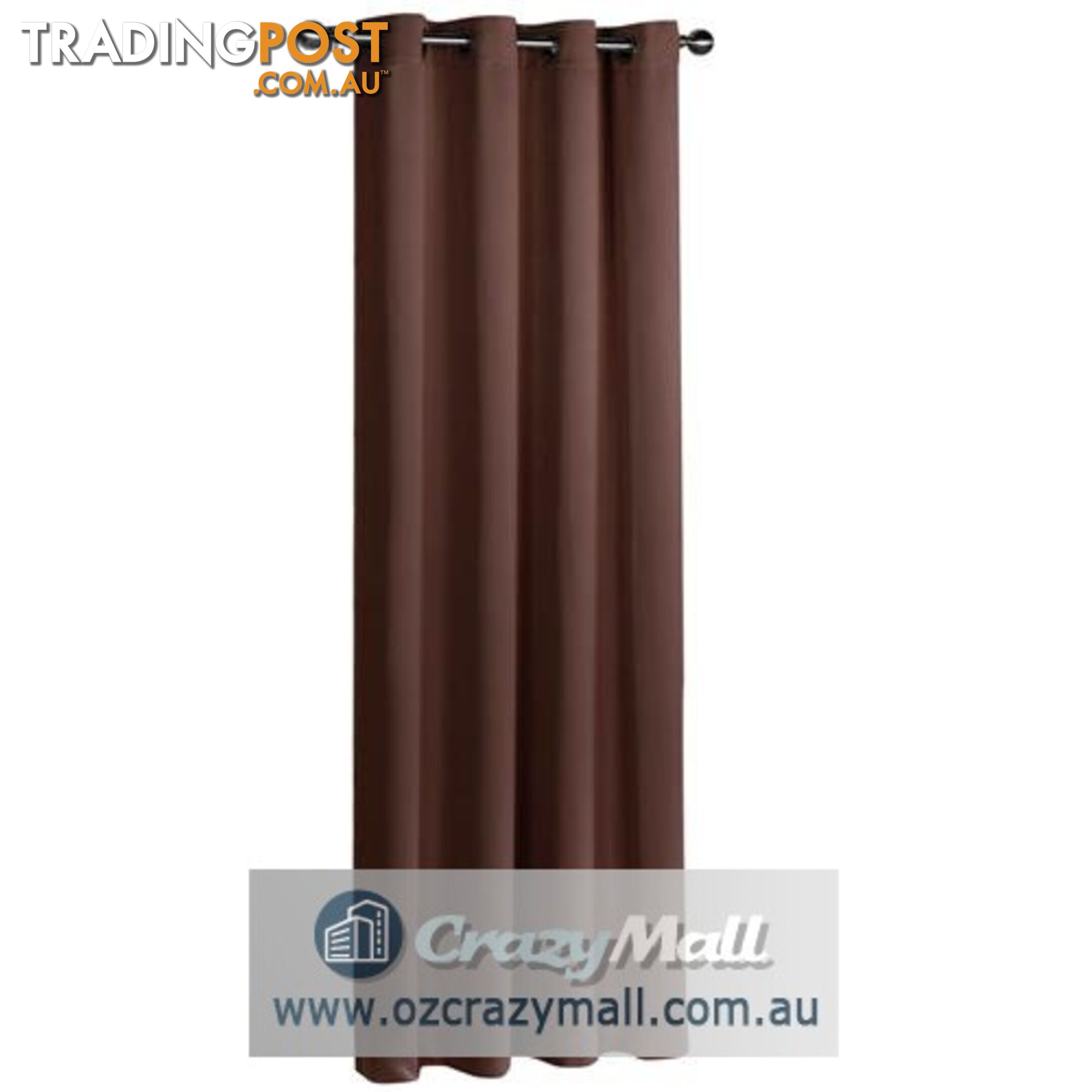 ArtQueen 3 Pass Eyelet Blockout Curtain Brown 300cm