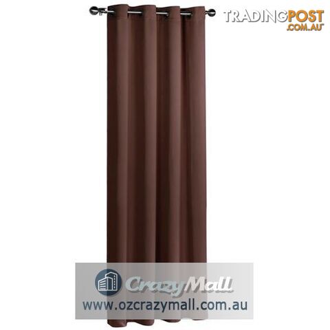 ArtQueen 3 Pass Eyelet Blockout Curtain Brown 300cm