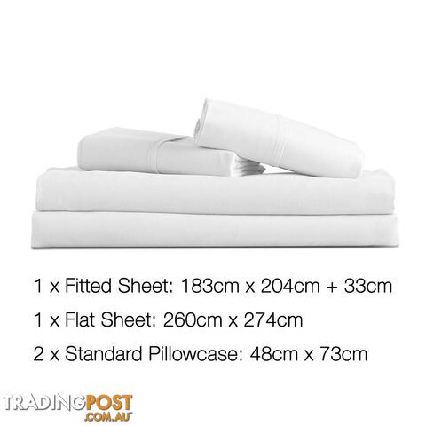 4 Piece Microfibre Sheet Set King _ White